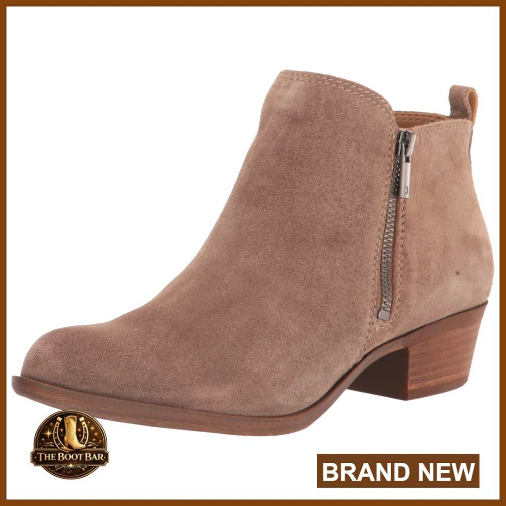 Ankle Booties with Block Heel Round Toe Suede Zipper Closure Casual Chic